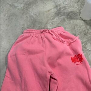 White Fox Boutique Pink Sweatpants with Red Logo